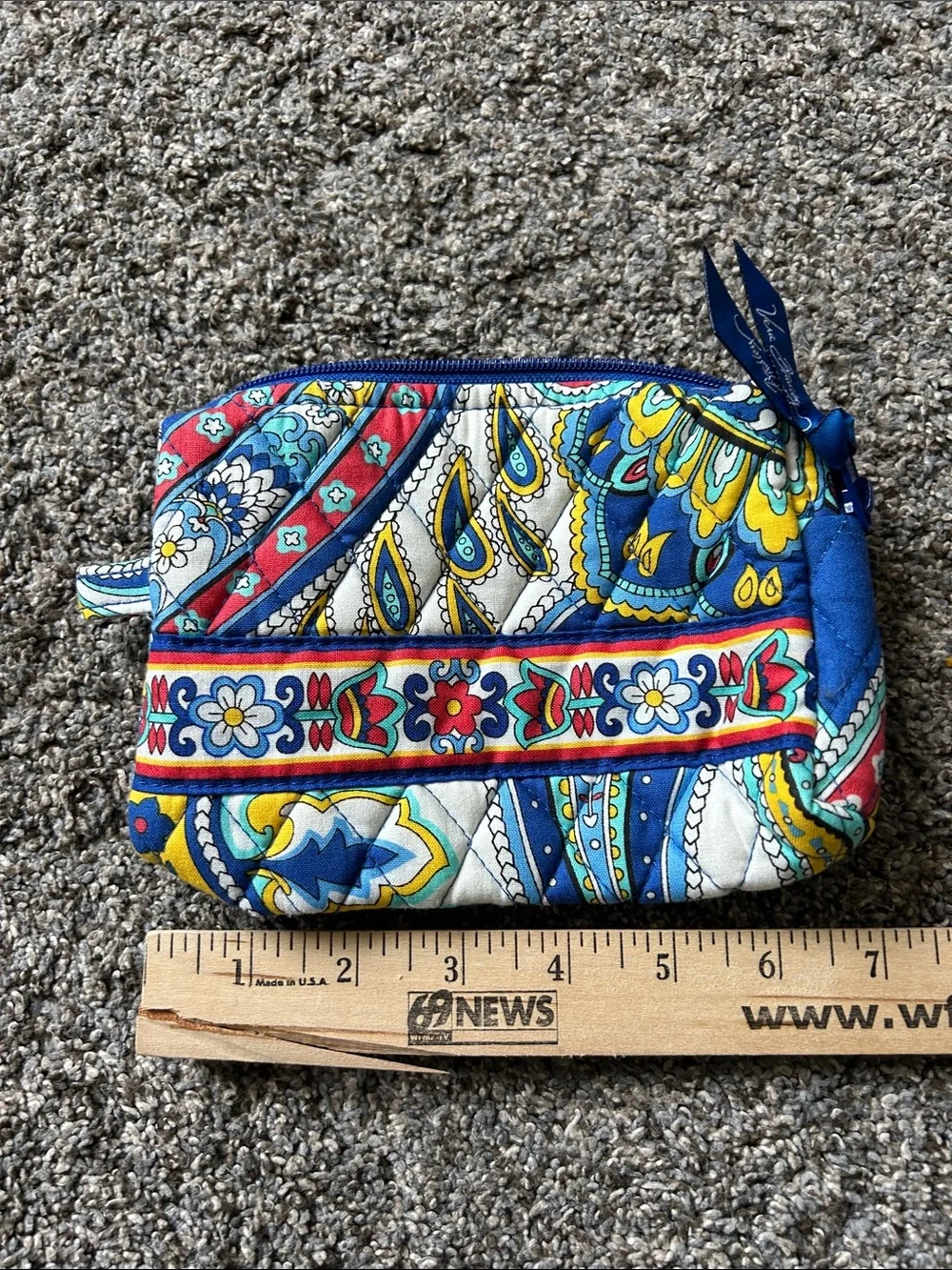 Vera Bradley Quilted Cosmetic Pouches in Blue, Yellow, Red, White